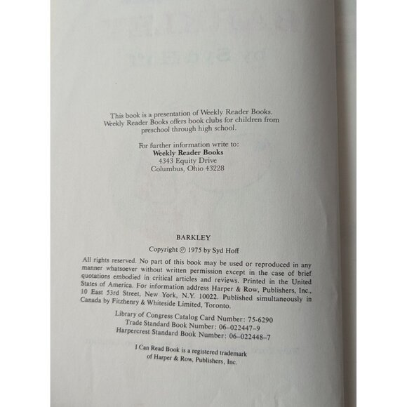 Barkley By Syd Hoff Hardcover 1975 Vintage Early Reader Book Weekly Reader Editi - Picture 3 of 4